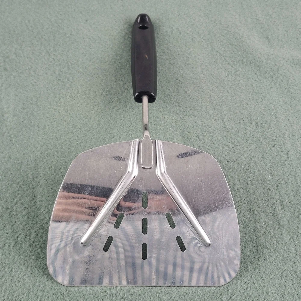 Foley Stainless Steel Slotted Turner Spatula Black Plastic Handle MPLS